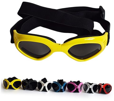 BUGUUYO Stylische Dreieck-Sonnenbrille Für Hunde Und Katzen Uv-Schutz Verstellbare Passform Atmungsaktives Design Schützt Vor Wind Wasser Und Fremdkörpern Gelb