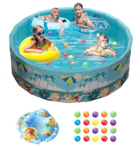 Piscina per bambini, grande, Ø 160 x 45 cm, pieghevole, rotonda, non gonfiabile, per bambini, piscina da giardino, piscina per cani, fosse per bambini
