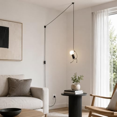 Alpinaluz Hängelampe mit Kabel, Stecker und Schalter, dekoratives Design, E27-Fassung, moderner und lustiger Stil für Schlafzimmer, Wohnzimmer oder Kinderzimmer