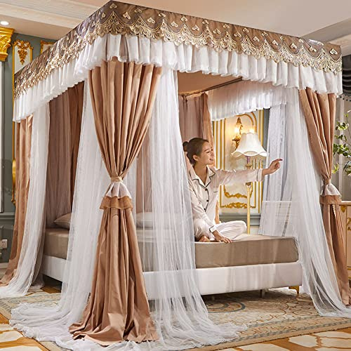 Elegante cortina de cama con dosel de doble capa para camas individual/king (150 x 200 x 200 cm), ideal para dormitorios de niñas, decoración elegante del hogar y protección contra mosquitos