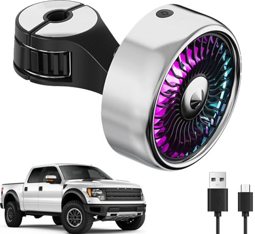Ventilateur de siège d'auto, ventilateur USB de véhicule | Ventilateur de refroidissement du dossier avec lumière LED colorée | Dispositif de ventilation automobile rechargeable, petit refroidisseur p