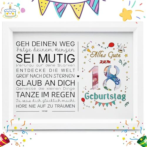 18th Birthday Girl Boy, Money Gifts for 18th Birthday, Money Gift Birthday Picture Frame, Gifts for 18th Birthday Girl Boy, Funny Money, Picture Frame for 18th Birthday Decoration Money Gifts(White)