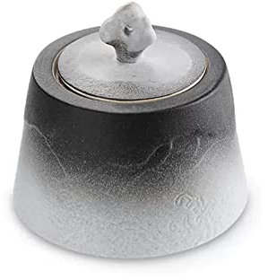 WANGHAI-666 Tea Canister Chinese Style Porcelain Tea Tin Matte Kiln Glazed Surface Ceramic Tea Storage Containers with Airtight Lid Tea Canister for Loose Tea Spice Storage Tea Caddy