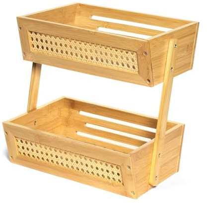 LVUNZJCA Frutero Cesta de Frutas de bambú for encimera, Cesta for Guardar Verduras para Verduras y Snacks