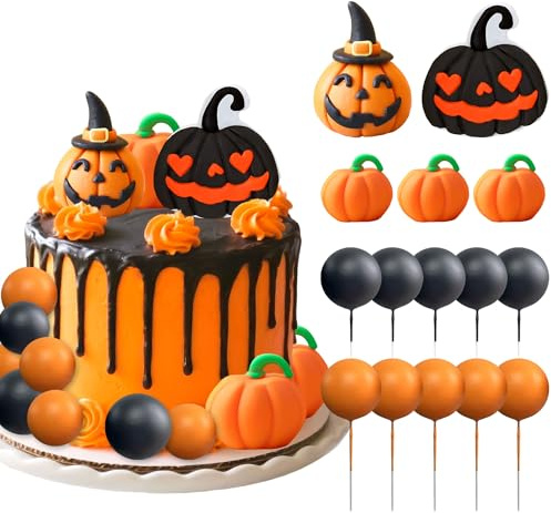 halloween zucche decorazioni torta nere palline arancioni decorazioni torta