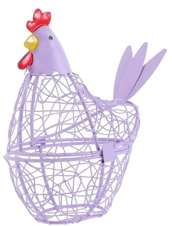 Farmhouse Style Hen Shape Egg Baskets, Practical Egg Holder, Stable Craft Easter Eggs Storage Containers, Iron Wire Egg Holder Desktop ?(purple)