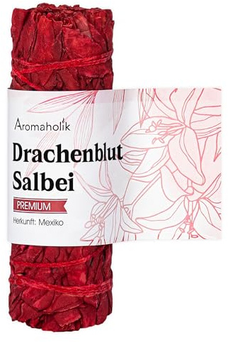 Drachenblut Salbei Räucherwerk 10cm – White Sage Smudge Stick mit Dragon’s Blood Harz – 100% natürlich aus Mexiko – ideal für energetische Reinigung & Rituale – Aromaholik