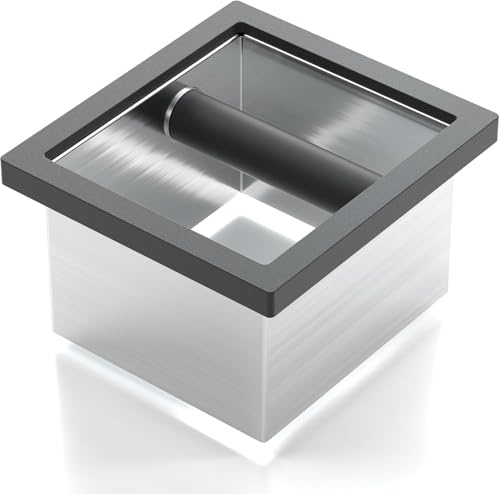 Bottomless Coffee Knock Box, Stainless Steel Ground Coffee Ground Knock Box, Open Bottom Countertop Mounted for Commercial Cafe Bar Barista at Home Office Espresso Machine Accessories