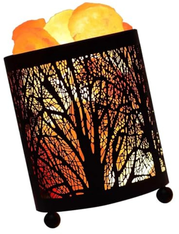 SAFIGLE Lámpara de Sal Decorativa con Diseño de Cesta de Hierro Forjado Compacta para Dormitorio y Sala Kit con Bombillas para Ambiente Acogedor