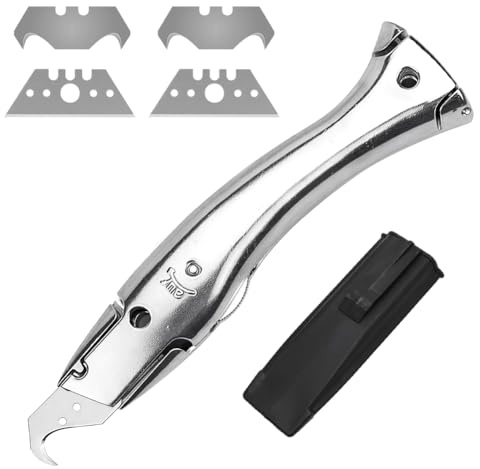 Teppichmesser Hakenklinge Cuttermesser Trapezklinge kleiner Hakenklinge mit Aufbewahrungsetui, Cuttermesser Messer, Teppichmesser profi, Ideal zum Schneiden von PVC-Bodenbelägen