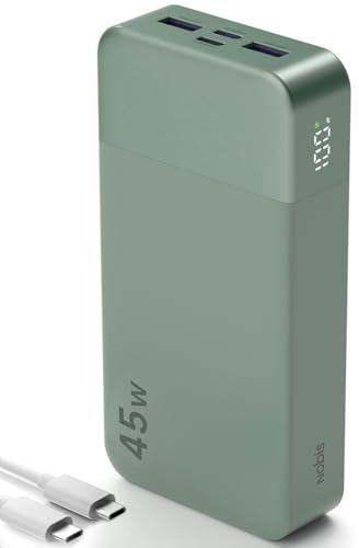 NOBIS Power Bank 45W Batería Externa Carga Rápida 20000mAh | Batería Portátil, Pantalla Digital, 2 USB‑C y 2 USB‑A, Modo Baja Corriente, Cargador Portátil, Compatible con Phone 17, S25