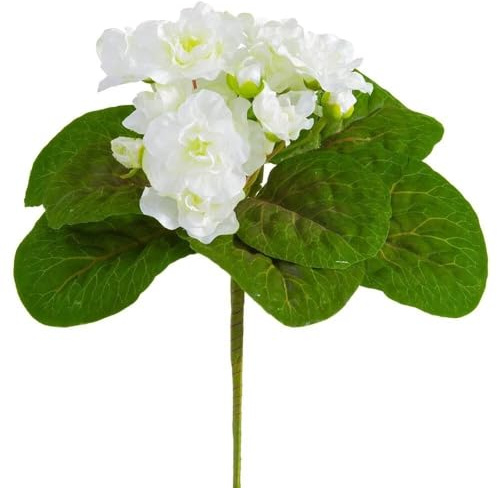 1 Pcs 8 Artificial Semi-Miniature African Violet (White) - No Pot