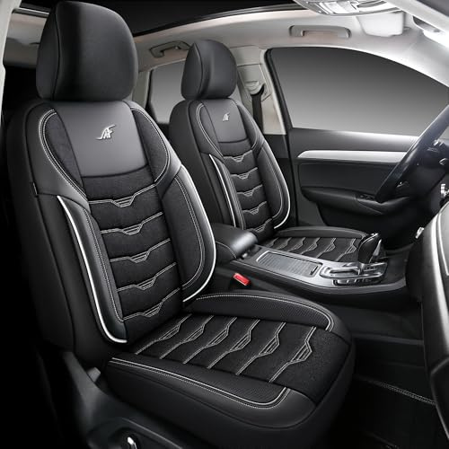 Auto Interieur Meester Autositzbezüge kompatibel mit Volkswagen Golf 4 1997-2006 | Kompletter Satz | AID Serie | AID103 | Schwarz mit weiße Nähte