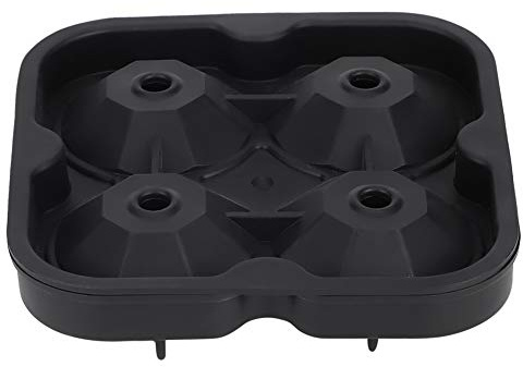 Tnfeeon Bandeja de Hielo con Tapa Bandeja para Cubitos de Hielo, Molde de Silicona de Grado Alimenticio con Forma de Diamante de 4 Ranuras para Hacer Creativo y Postres Congelados (BLACK)