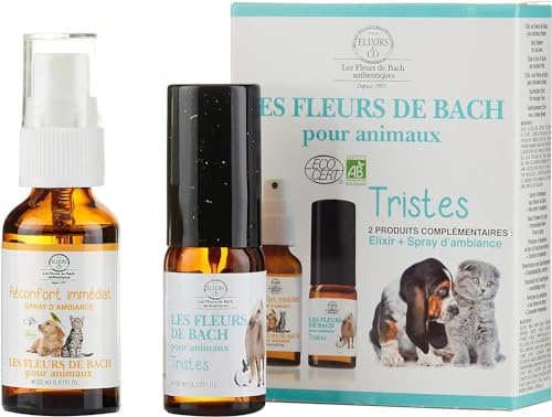 Elixirs &Co - Les Fleurs De Bach Pour Animaux BIO - Programme Complet - 1 Elixir + Spray D'Ambiance - Réconfort Et Sérénité - Sans Additifs Chimiques - Flacon Verre 30 ml + Spray 50 ml