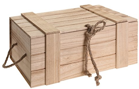 Meinposten Holzkiste mit Deckel Kiste Schatzkiste Schatztruhe Holzkasten Holz braun Truhe mit Deckel (H 18 x B 42 x T 30 cm)