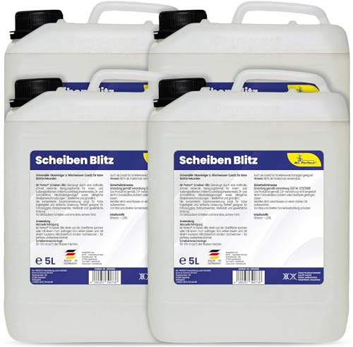 Mr. Perfect Scheiben Blitz 4 x 5 Liter | Leistungsstarker Auto Scheibenreiniger für streifenfrei klare Sicht | Auch als wirksamer Scheibenwischwasser Zusatz geeignet | Made in Germany
