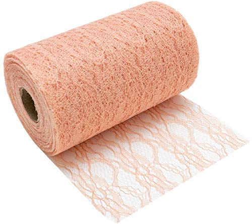 100%Mosel Tischläufer Spitze, in Vintage Rosé (15 cm x 20 m), zartes Tischband aus Spitze, edle Tischdeko für Hochzeit & Taufe, Festliche Dekoration für besondere Anlässe