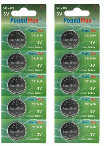 10 x CR2450 DL 2450 Lithium Button Cell Batteries, CR 2450 3V Coin Battery, Child Safe Packaging, for Smart Home Devices, Small Electronic Devices, Car Keys and Other Applications, Silver