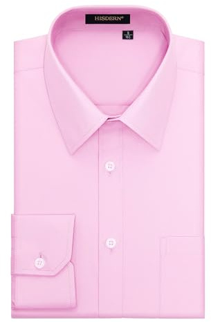 HISDERN - Camicia da uomo formale, per il tempo libero, a maniche lunghe, in cotone, classica, vestibilità regolare