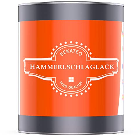 BEKATEQ Hammerschlaglack Silber, 1 Liter I 3in1: Rostschutz, Grundierung & Lackierung für innen & außen I Hammerschlagfarbe, Metallschutzlack, Hammerschlag Effektlack LS-590