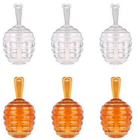 Lot de 6 tubes vides réutilisables pour gloss à lèvres en forme de pots de miel - 9 ml - Flacons vides rechargeables pour gloss à lèvres (transparent, marron)
