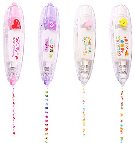 MZSM Ruban Correcteur Stylo 4 pièces Ruban Correcteur Autocollant De Bande De Poussée Ruban De Correction Décoratif De Bricolage Pour Scrapbooking(Animal Compagnie, Gypsophile, Lettres, Amour)…