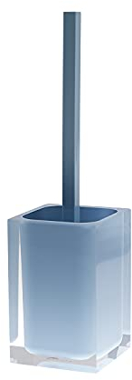 Gedy Auckland Scopino WC Celeste, Misure e Peso: 37,5X9,8X9,8 CM & 0,855 kg, Realizzato in Resina Trasparente di Alta qualità, Scopino per WC Design di R&S, Fatto a Mano, 2 Anni di Garanzia