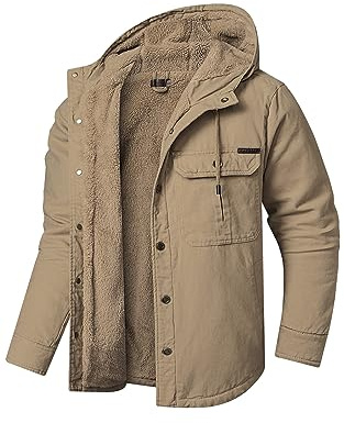 Mr.Stream Herren Winterjacke Kapuze Fleecejacke Arbeitsjacke Wärme Gefütterte Hoodie Jacken Hooded Parka mit Taschen Hoody Jacke