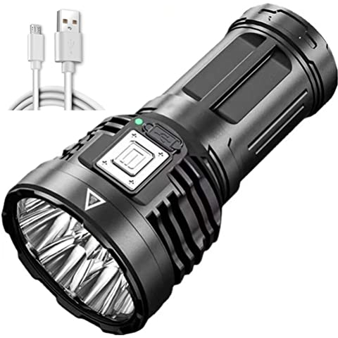 Rvtkak Torcia a LED ricaricabile, 4000 lumen, super luminosa, impermeabile, portatile, mini torcia elettrica per campeggio, pesca