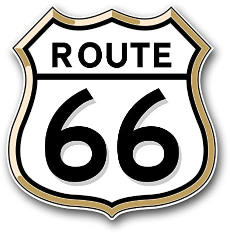 Autocollant vinyle Route 66 pour voiture, moto, instruments, van, caravane, valise de voyage, découpe route 66 (couleur)