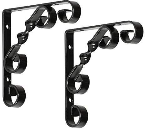 BRESKO Regalträger Regalwinkel Regalhalter Regalkonsole Konsole Winkelträger Wandregal Ornament schwarz 2 Stück (100x100 mm)
