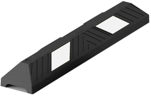 wolk Parkplatzbegrenzer Radstopper Hartgummi 90x15x10 cm - 1er Set | Befestigungsset inklusive, weiße Reflexstreifen für Sichtbarkeit, Parkplatz-Stopper mit Tragegriff für Garage & Außenbereich