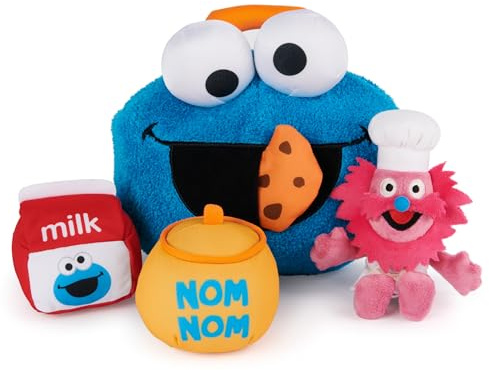 GUND Sesamstraße Offizielles Krümelmonster & Gonger Spielset, Premium Plüsch sensorisches Spielzeug Spielset für Kinder ab 1 Jahren, Blau, 20,3 cm