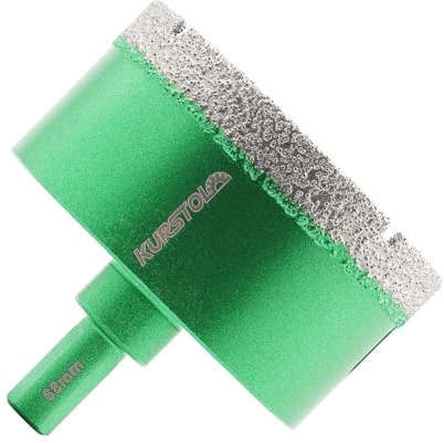 Porcelain Tile Diamond Drill Bits - 2-11/16(68mm) Dry Diamond Hole Saw Triangle Shank for Ceramic Marble Granite Stone,Diamond Core Drill Bit Kit Fixed on Drills