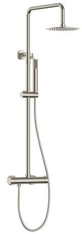 Columna De Ducha monomando redonda 78-125 cm acabado niquel cepillado fabricado en latón