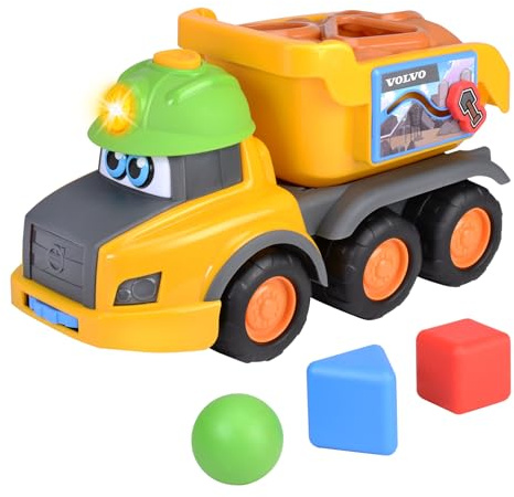 ABC - Camión Volquete Harry Transportista 30cm a partir de 1 año, Camión Volvo Grande, Clasificador, Sonajero, Efectos de Luz y Sonido, Vehículo de Juguete Niños a partir de 12 Meses (204115008)