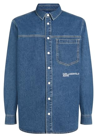 Karl Lagerfeld Jeans, Herr, Vanlig Jeansskjorta, Vanlig Fit, Blå, M