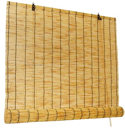 Roller Blinds for Kitchen Windows Bathroom 50cm 80cm 100cm 115cm 120cm 140cm Wide Indoor Outdoor Reed Window Shutter Curtain Sunscreen Bamboo Shades Venetian Blind for Doors Porch Blackout Drape (Col