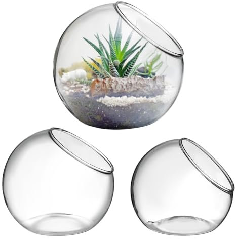 Pflanzgefäße, Glasschalen, Glas-Terrarium, Behälter, Vase, Topf, Terrarium, Vasen, Terrarium, Schalen, großes Terrarium für Pflanzen, Glasvase, 3 Stück