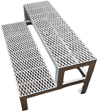 2 Stufen Stahltreppe Außentreppe Freistehend Breite 100 cm Höhe 40 cm verzinkt Premium Qualität
