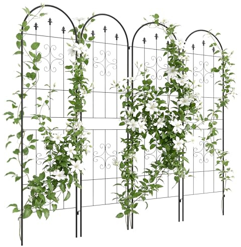 Outsunny Lot de 2 Treillis de Jardin, Support pour Plantes grimpantes en Acier, 50L x 180H cm, Noir