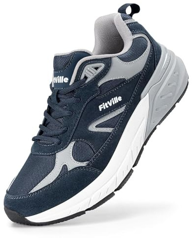 FitVille Mens Extra Wide Fit Trainers Walking Shoes with Arch Support High Rebound Comfortable Running Sneakers for Flat Feet Plantar Fasciitis