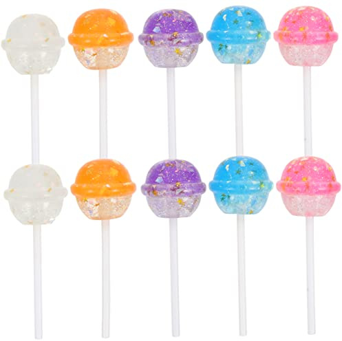 HEMOTON 10pièces Décorations Sucettes Résine Glitter pour Noël Ornements De Sucettes Factices pour Activités Manuelles Et Décoration De Maison Accessoires Créatifs