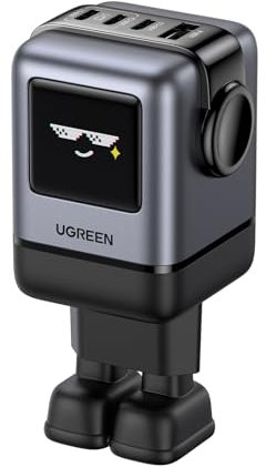 UGREEN Uno Caricatore USB C 100W GaN, Presa da Muro Robot a 4 Porte Carica Rapida Compatibile con MacBook PRO, iPhone 16, Galaxy S24/S23, Pixel 8, Steam Deck, ROG Ally ecc