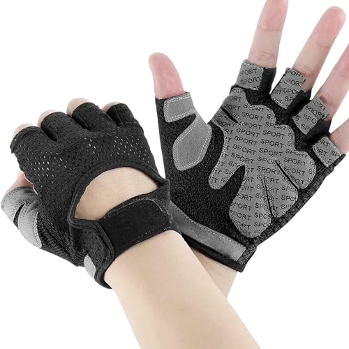 Esshogo Fitness Handschuhe, Trainingshandschuhe Herren und Damen rutschfest Sporthandschuhe für Gewichtheben Krafttraining, Handflächenschutz, Radfahren, Bewegung