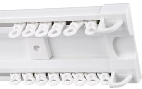 Vorhangschiene Deckenmontage Gardinenleisten 2 läufig Für Fenster, Schwerlast Gardinenschienesystem Für Wohnzimmer, Schlafzimmer, Raumteiler(200cm/6.6ft(100cm*2))