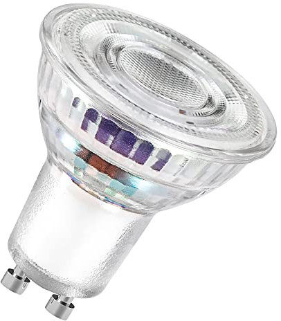 OSRAM Lampes LED très efficaces avec classe d'efficacité énergétique A, Pack avantage avec 5 ampoules, remplace les lampes réflectrices 50W, blanc chaud (2700K), E27, verre