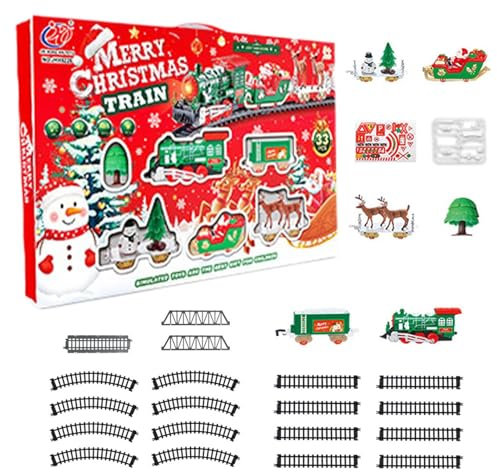 Vía del tren de decoración del árbol de Navidad con luz y sonido,Vía del tren de Navidad | Juguete Tren Navideño con Luz y Sonido - Juego de tren eléctrico navideño, lindo tren navideño festivo para e