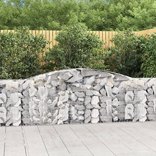 Lauuoeriau Furniture Item home Arched Gabion Basket 400x30x80/100 cm Galvanised Iron-Furniture